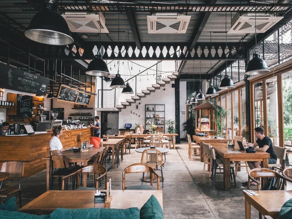 Cozy restaurant interior with warm winter atmosphere