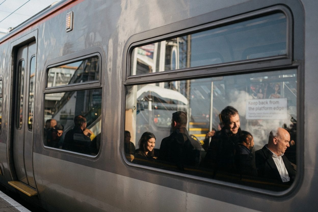 O-Train passengers boarding