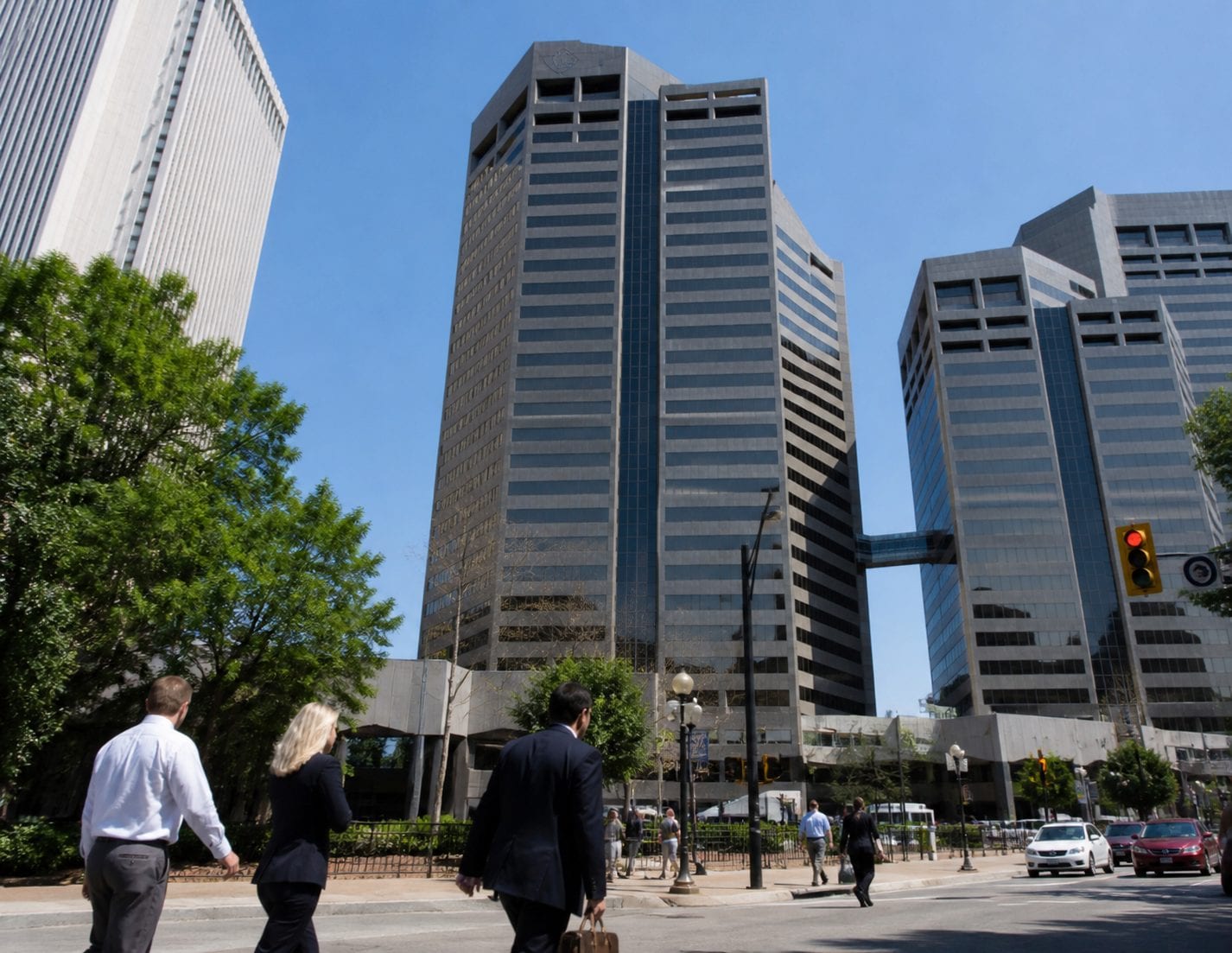 Office building with workers