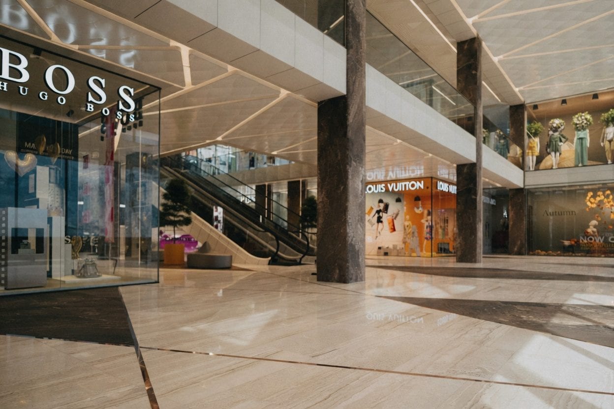 Place d'Orleans shopping mall interior with shoppers