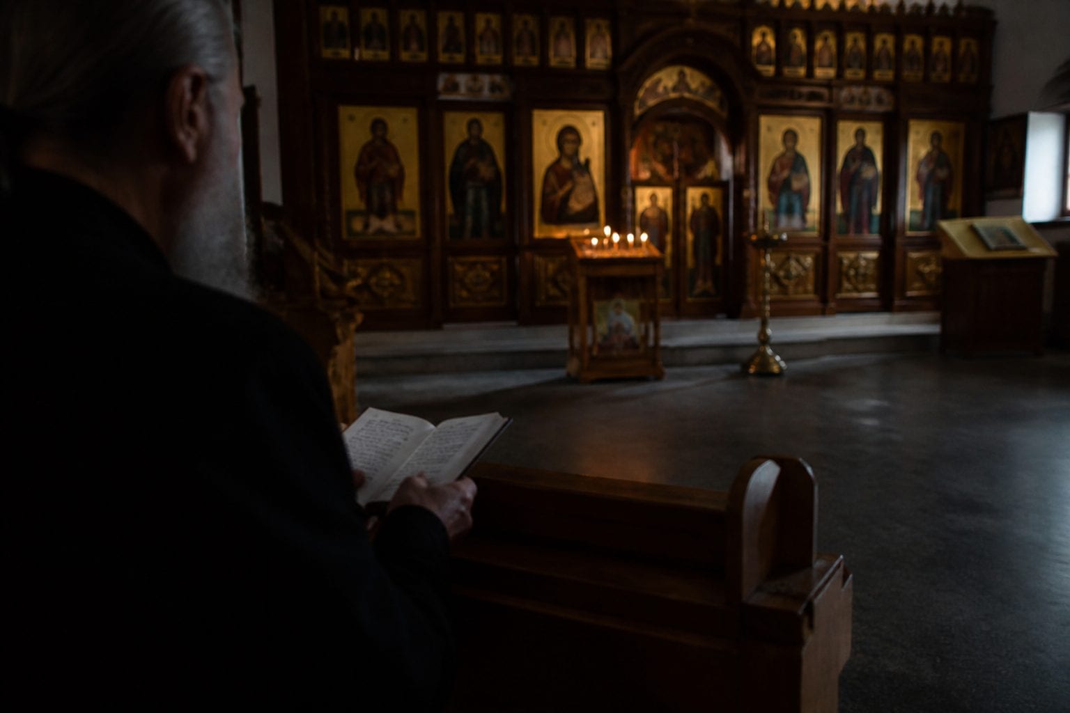 Interior of Orthodox church with iconostasis