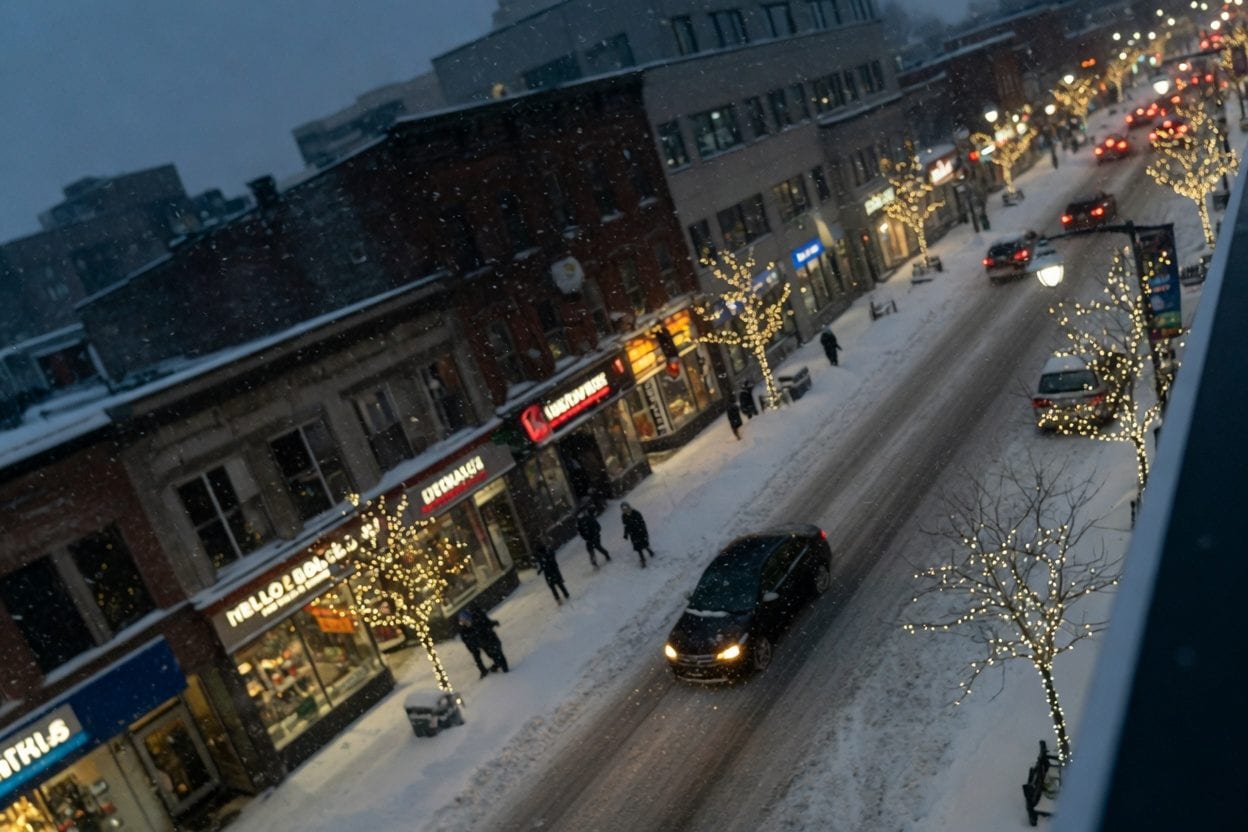 Downtown Ottawa winter street scene for March planning