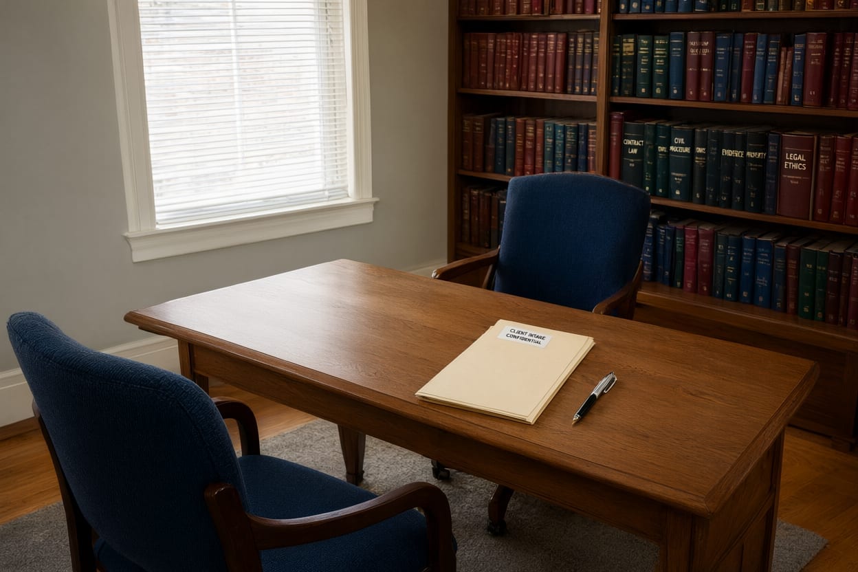A quiet professional office set up for signing and witnessing documents