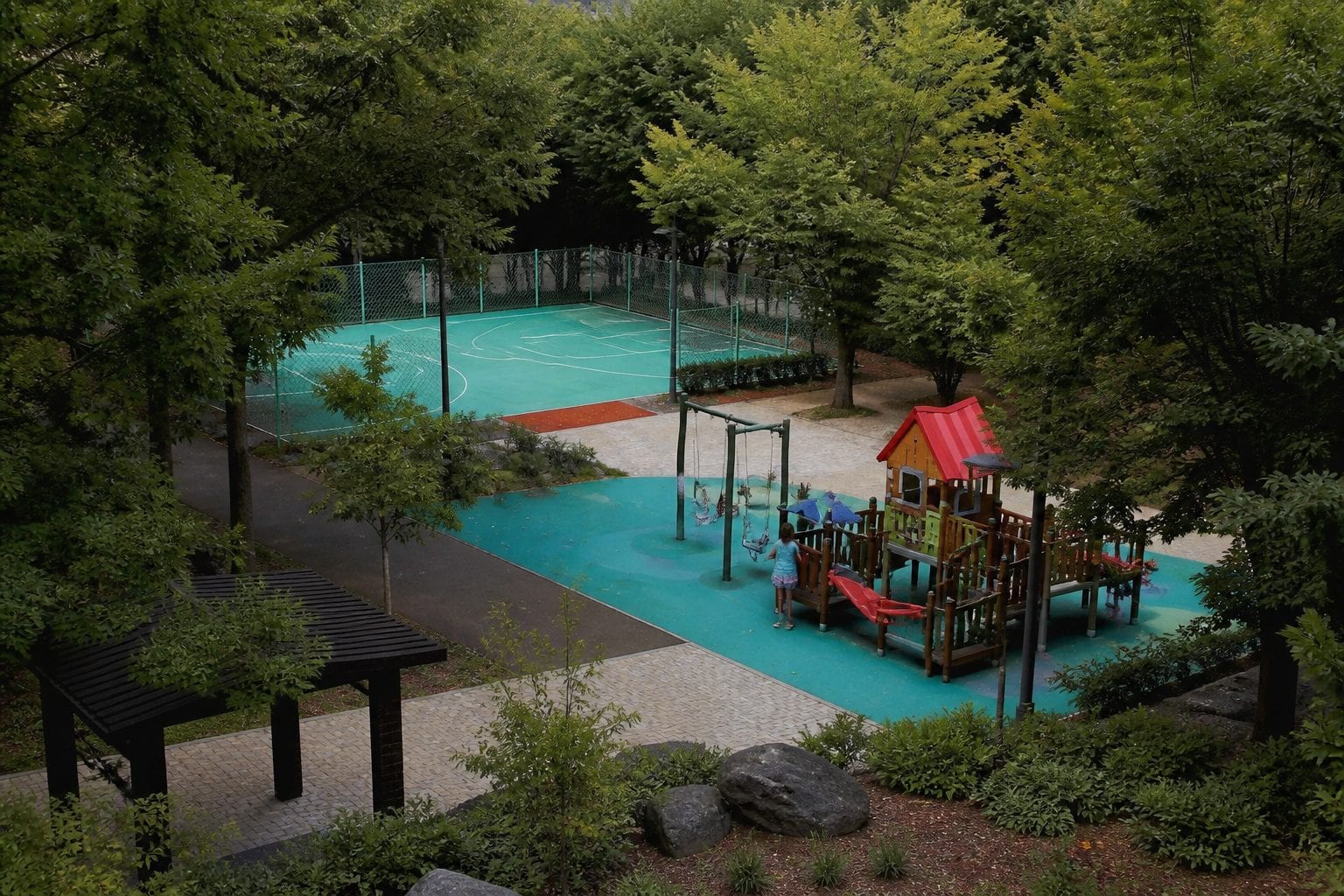 Neighbourhood playground with swings