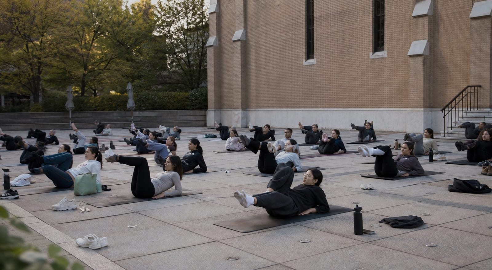 Mat Pilates class in recreation centre