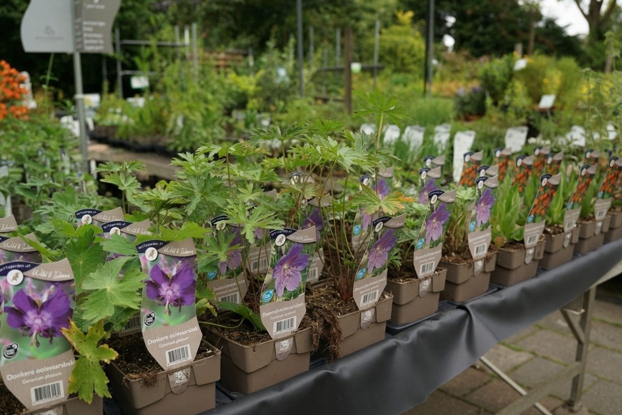 Large garden centre with trees and perennials