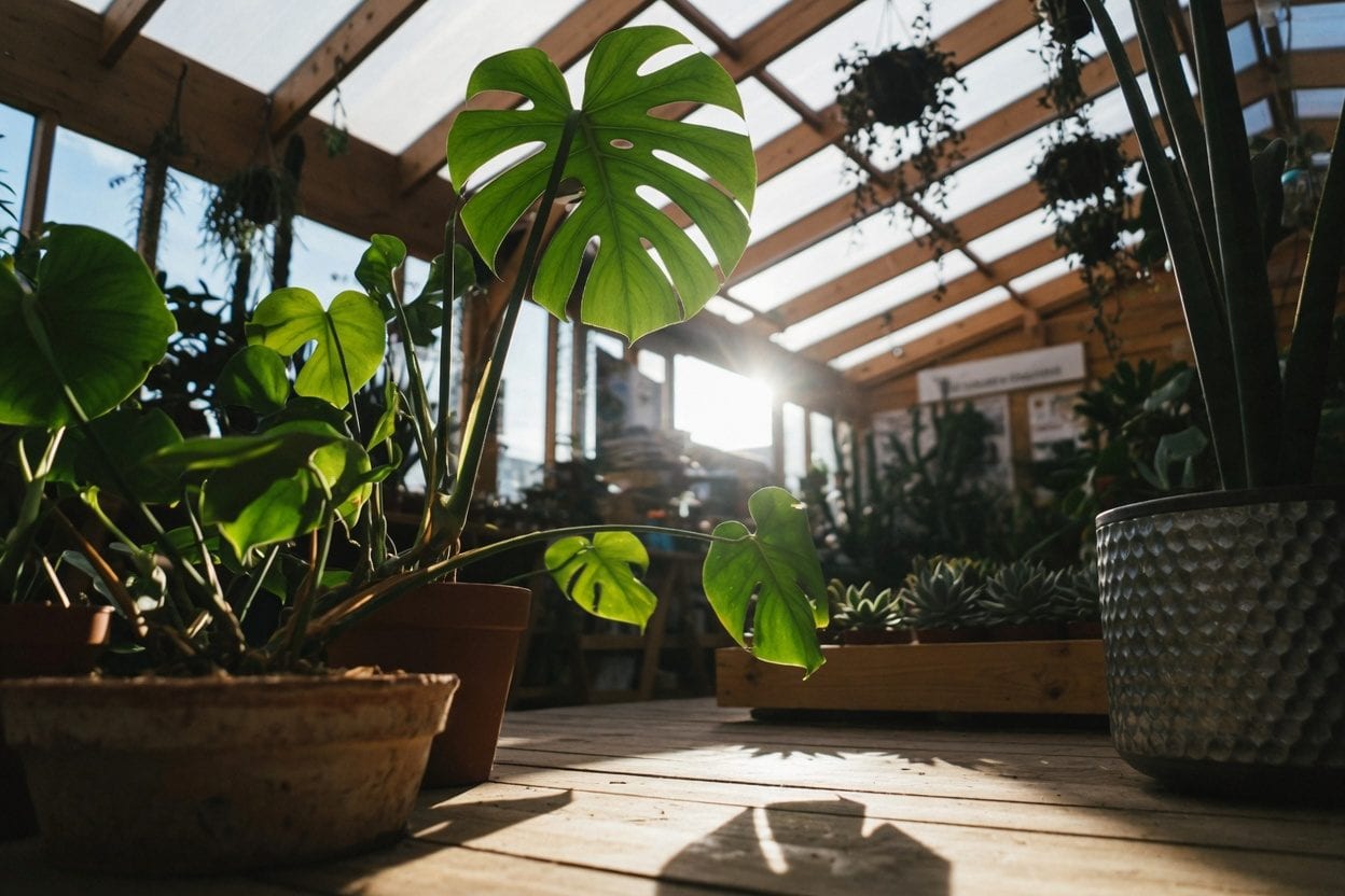 Boutique plant shop interior with curated pots