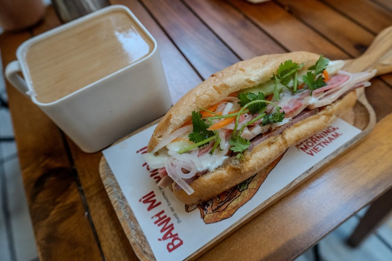 Banh mi sandwich with pickled vegetables