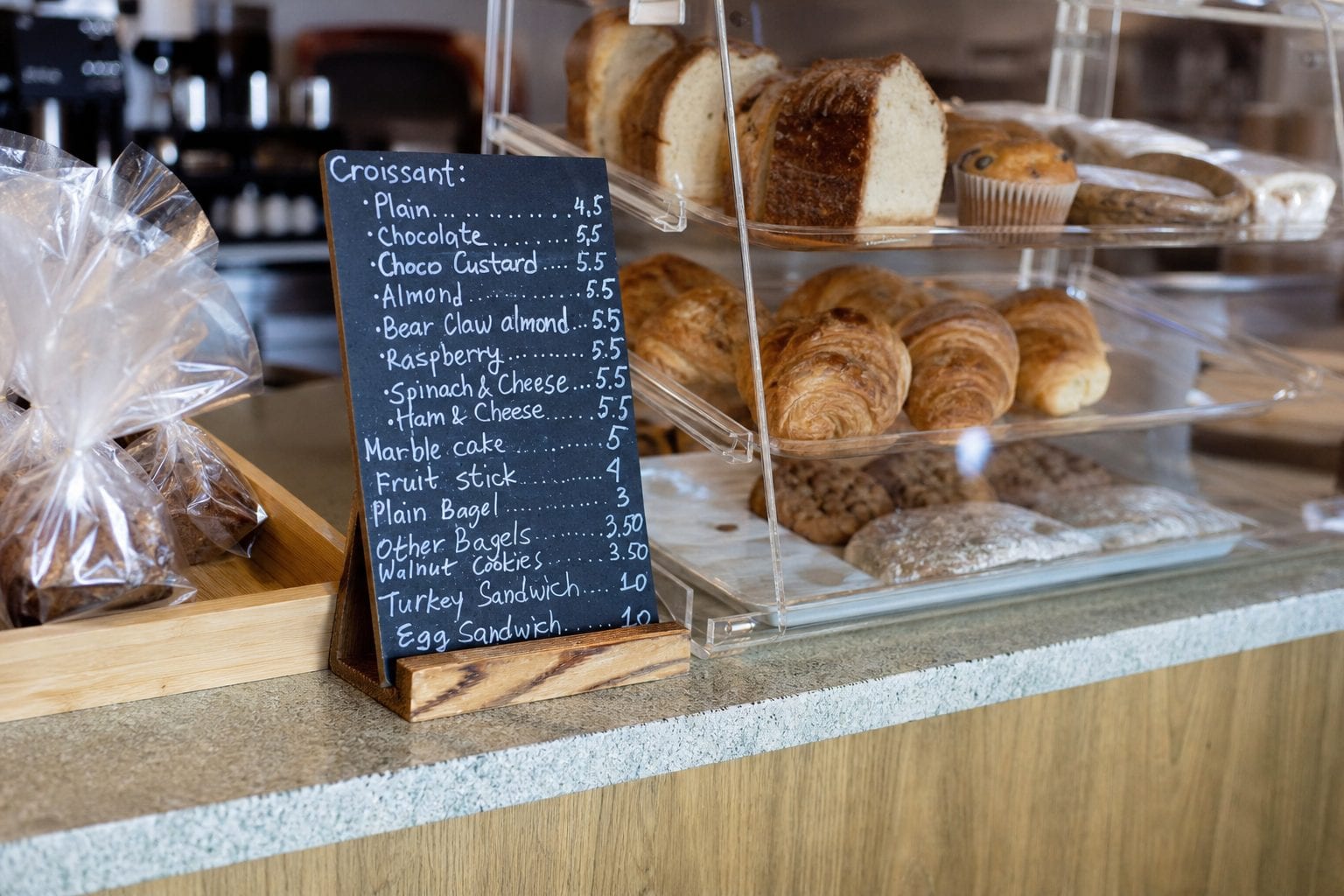 Suburban sandwich shop counter