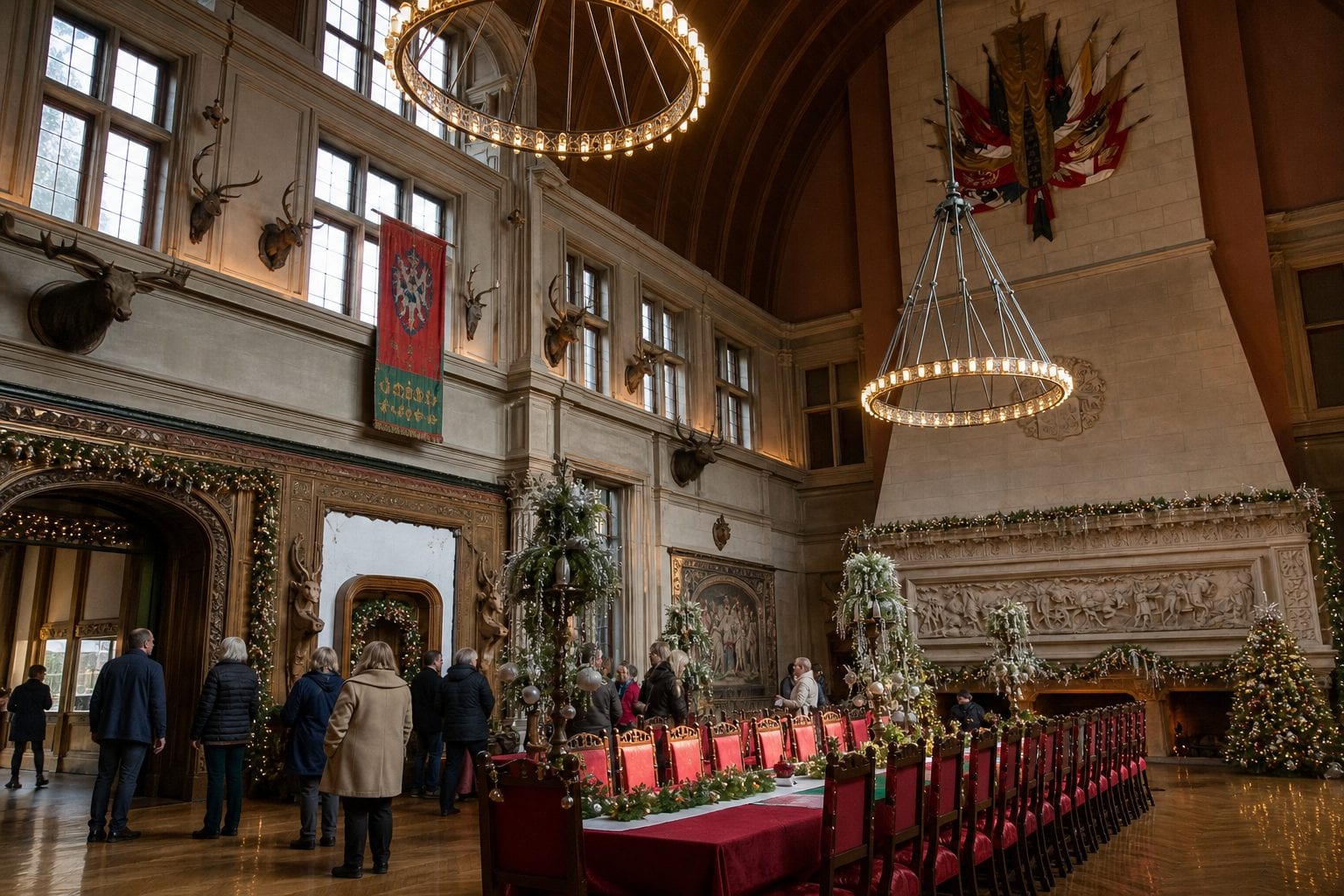 Church interior decorated for Christmas concert