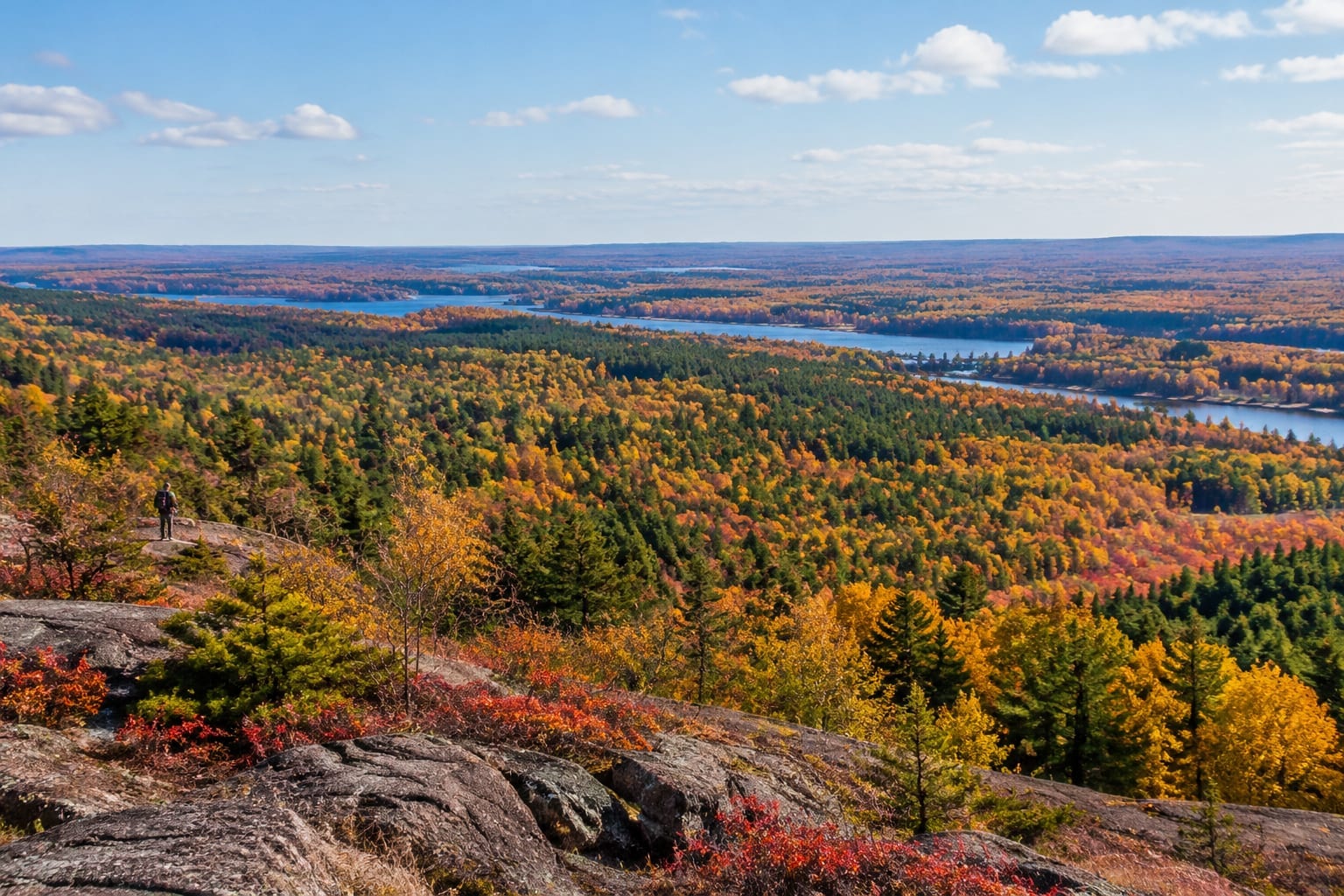 Autumn view over the forested Gatineau Hills and the Ottawa Valley from a lookout