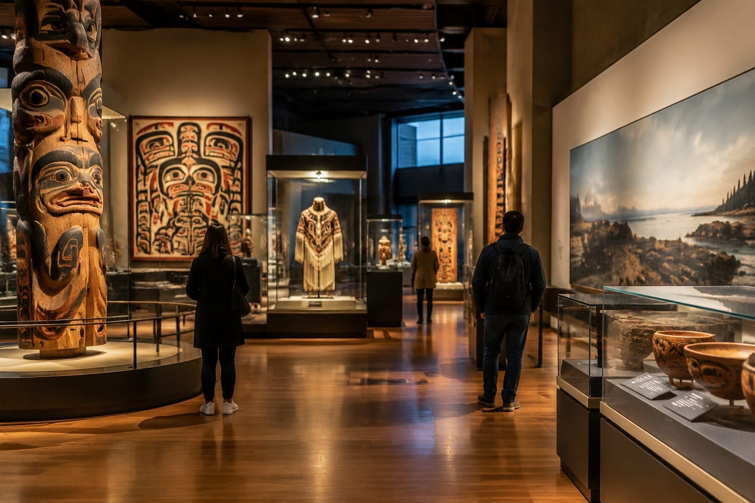 People exploring a quiet national museum gallery on a free Thursday evening
