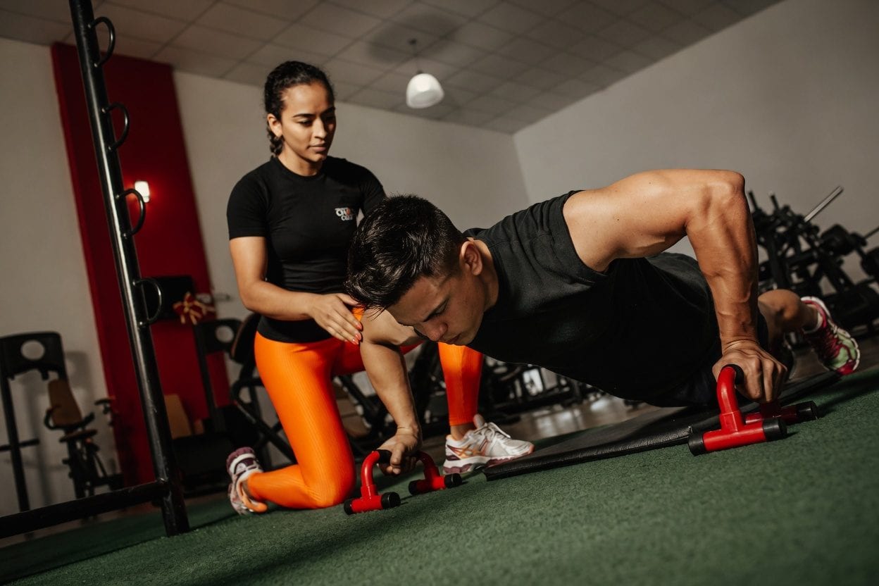 Trampoline fitness class workout