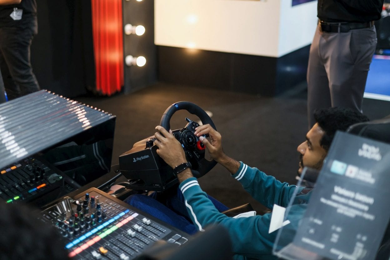 A VR motion ride platform in action