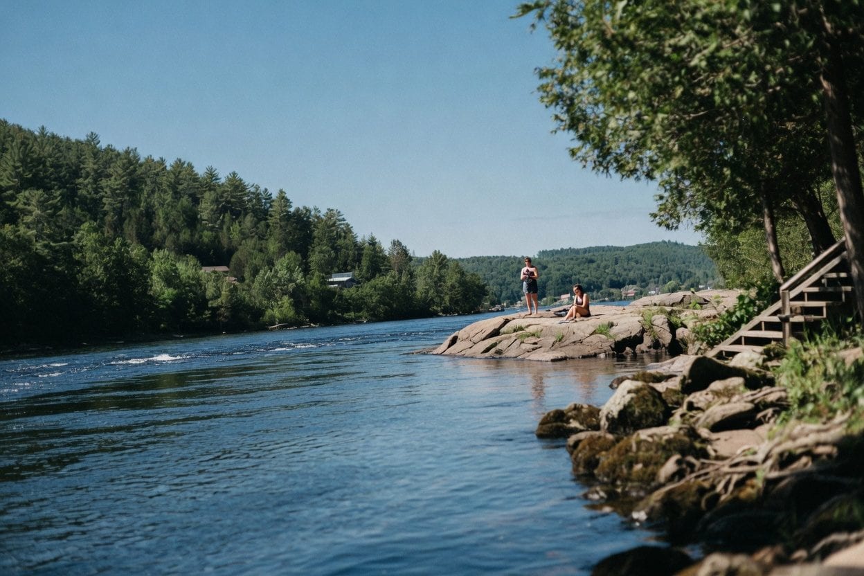 Gatineau River and forested hills around Wakefield Quebec
