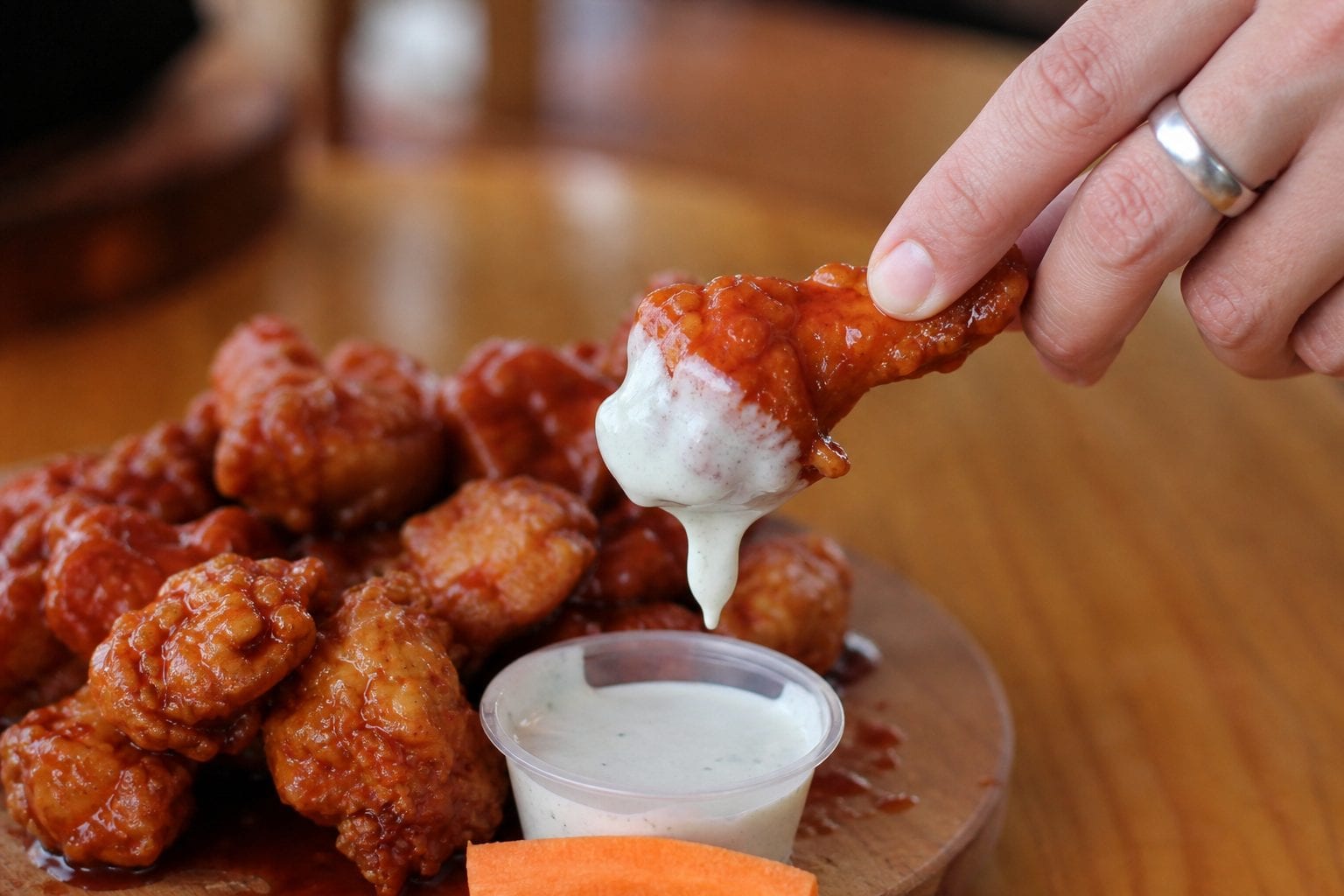 Wings and fries close-up