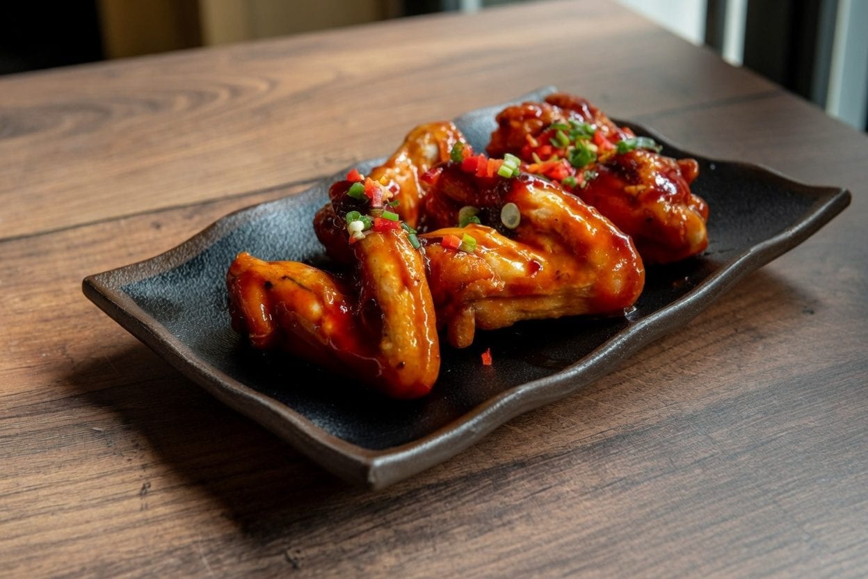 Basket of wings with sauces