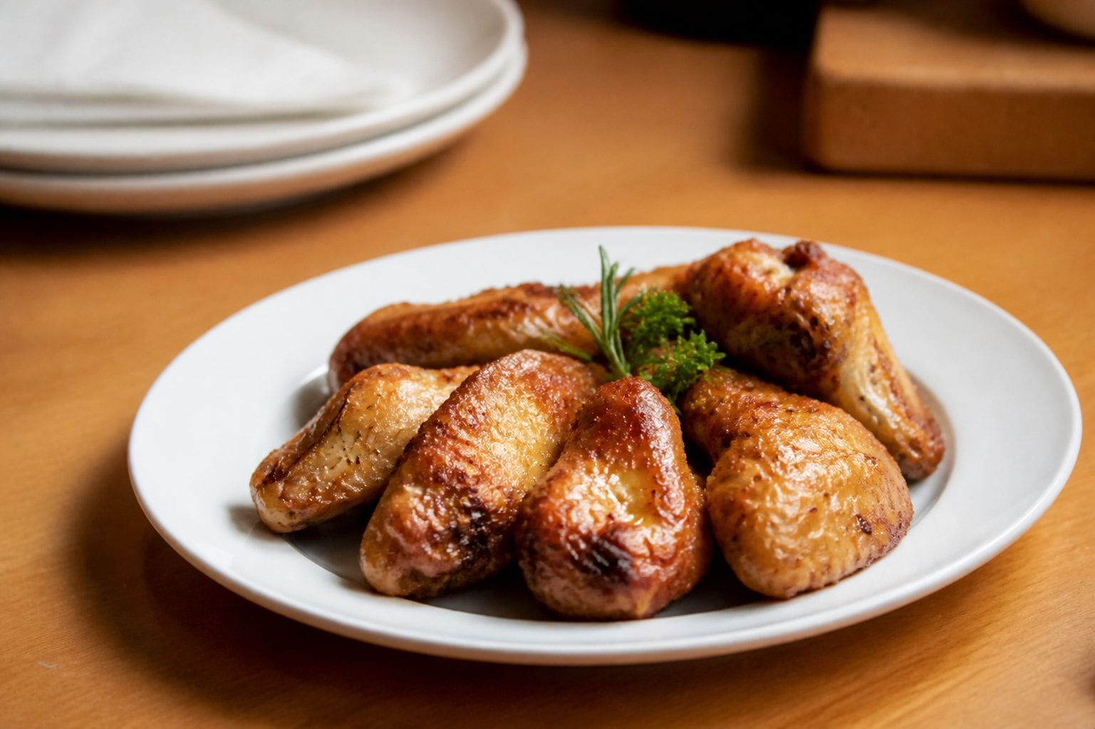 Close-up of sauced wings